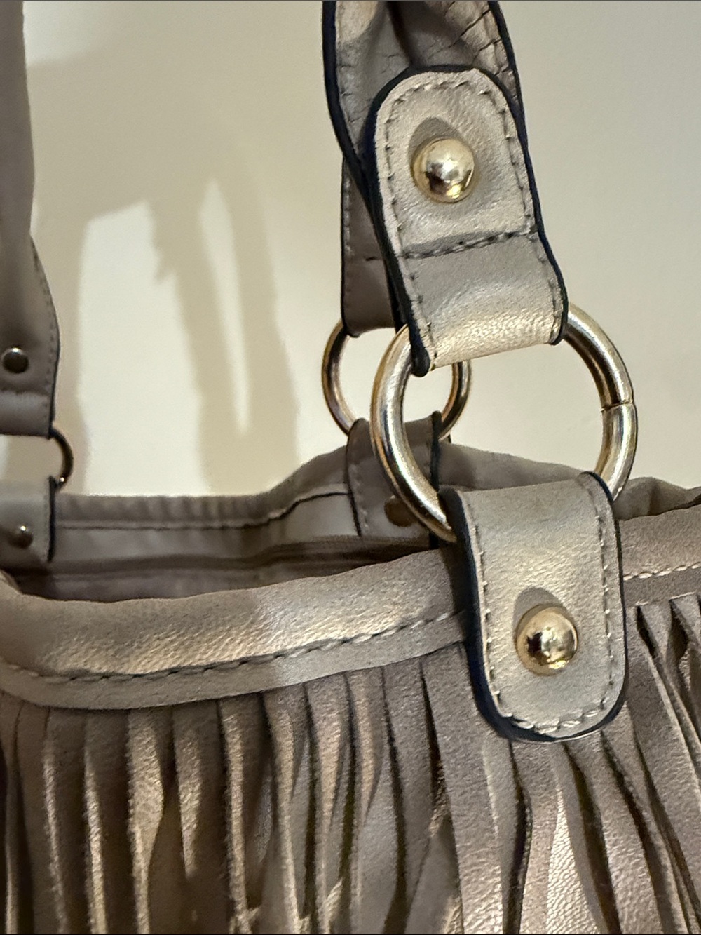 Fringe Crossbody Shoulder Bag in Taupe - Picture 12 of 12